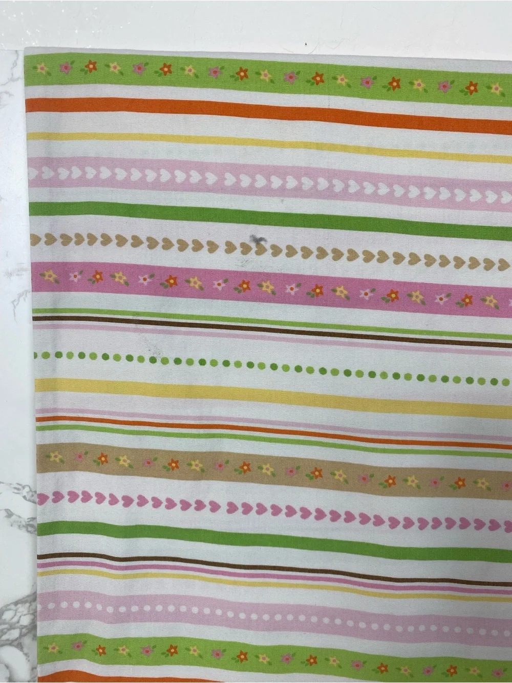 Striped vintage pillow case 1 with hearts flowers stripes